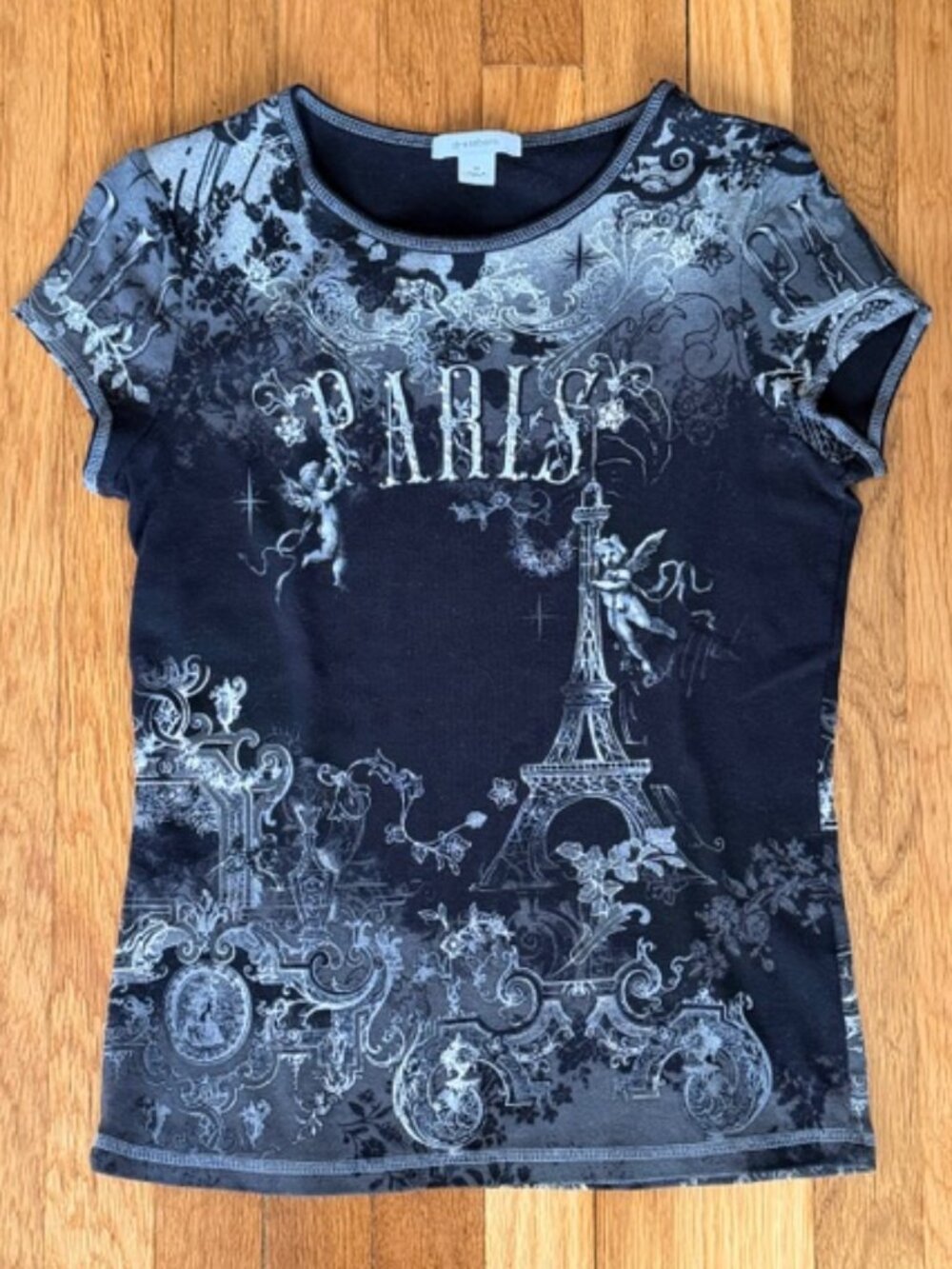 Y2K Paris Graphic Tee Embellished | Vintage Dress Barn | Size M